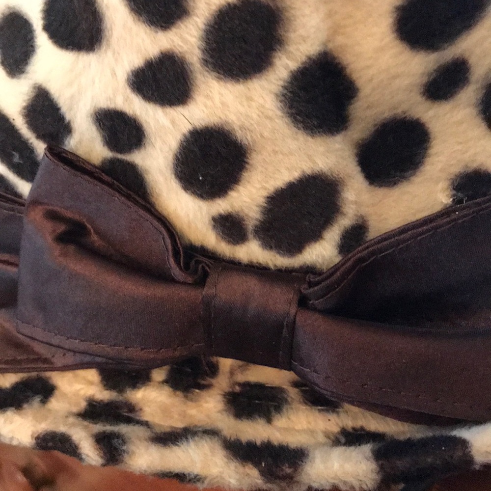 Leopard 🐆 Feel Wide Rimmed Hat with Brown Ribbon - Picture 2 of 5